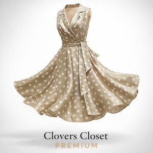 Jessica Howard Gold Polka Dot Wrap Dress Size 18 Midi Belted